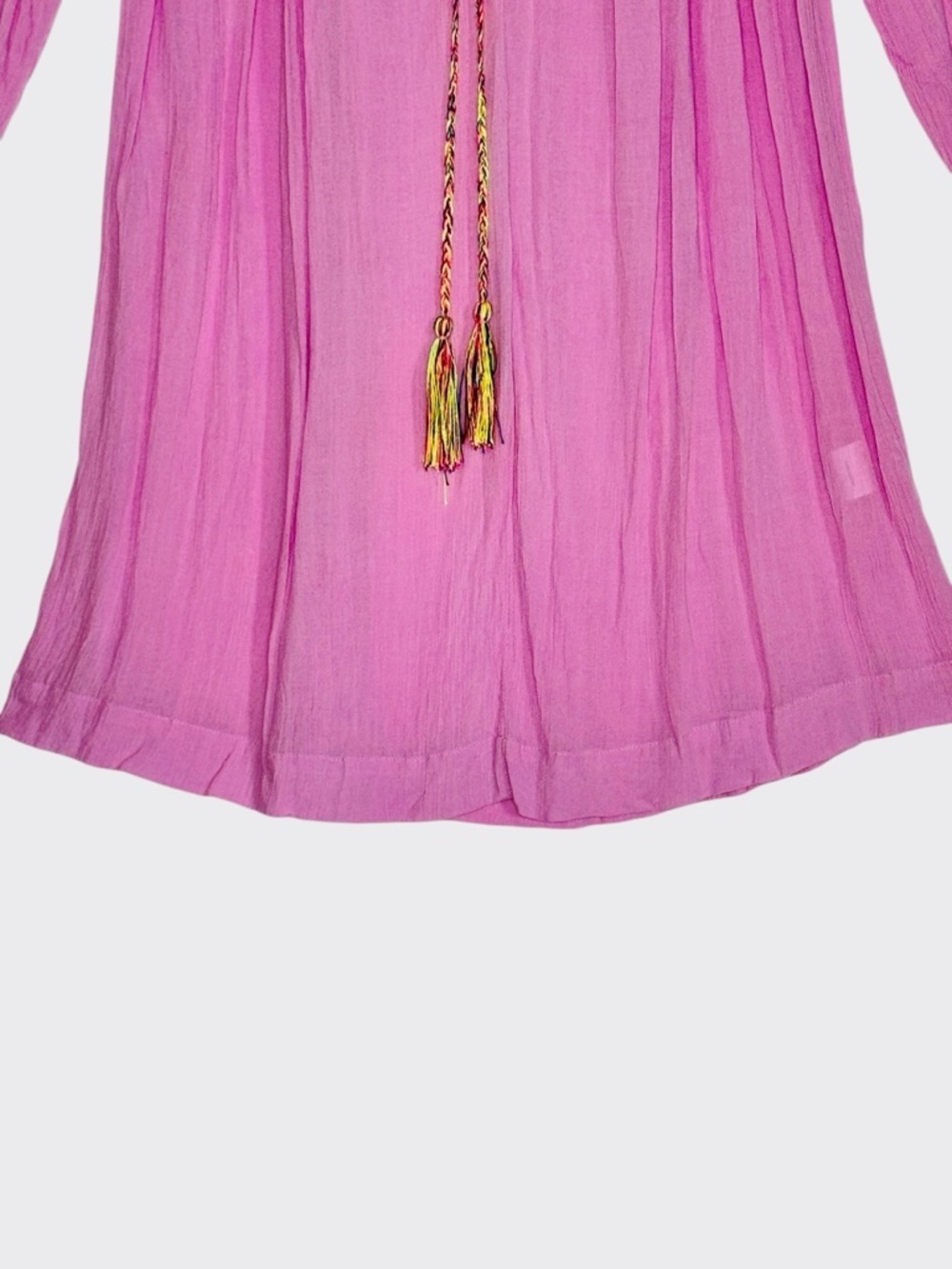 Pia Pauro Pink Embroidered Swim Cover-Up Tunic XS Boho Tassel Dress - Picture 4 of 14